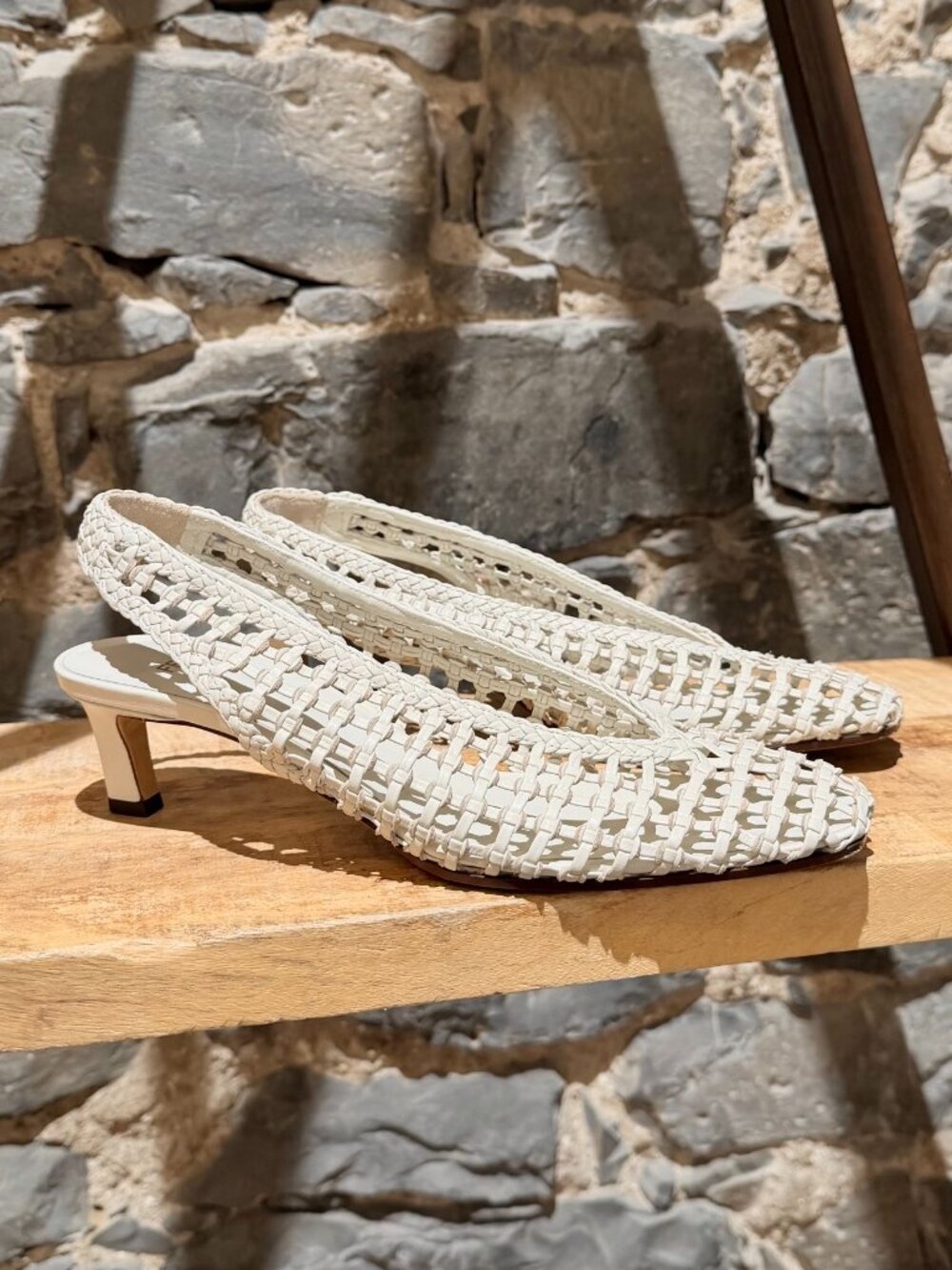Fendi White Braided Woven Slingback Pumps